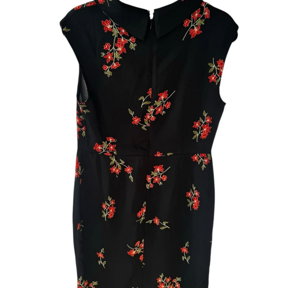 Ann Taylor Black Dress with Red Floral Design - Picture 3 of 8